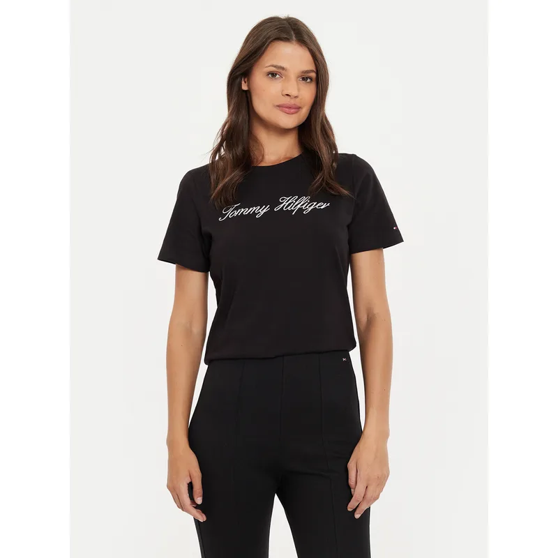 Tommy Hilfiger T-Shirt Script WW0WW43459 Μαύρο Regular Fit