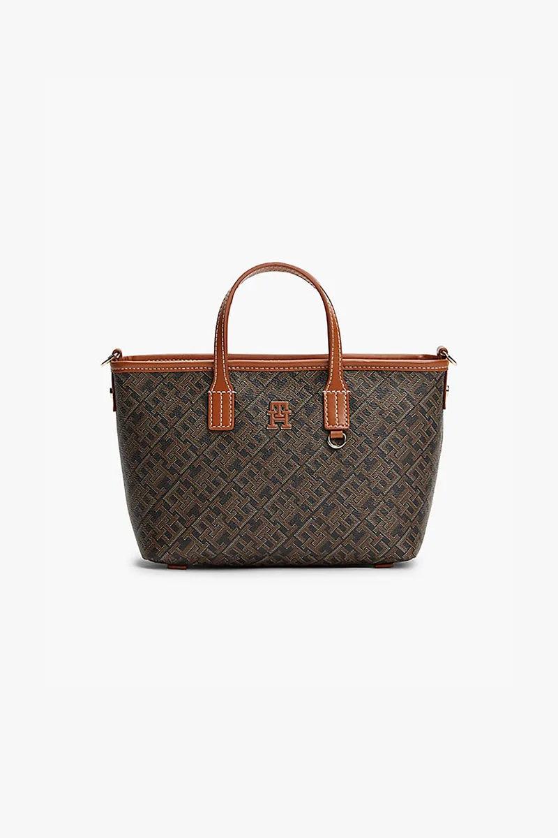 Tommy Hilfiger γυναικεία τσάντα tote με μεταλλικό μονόγραμμα και all-over logo print "TH Monoplay" - AW0AW18848 Μαύρο