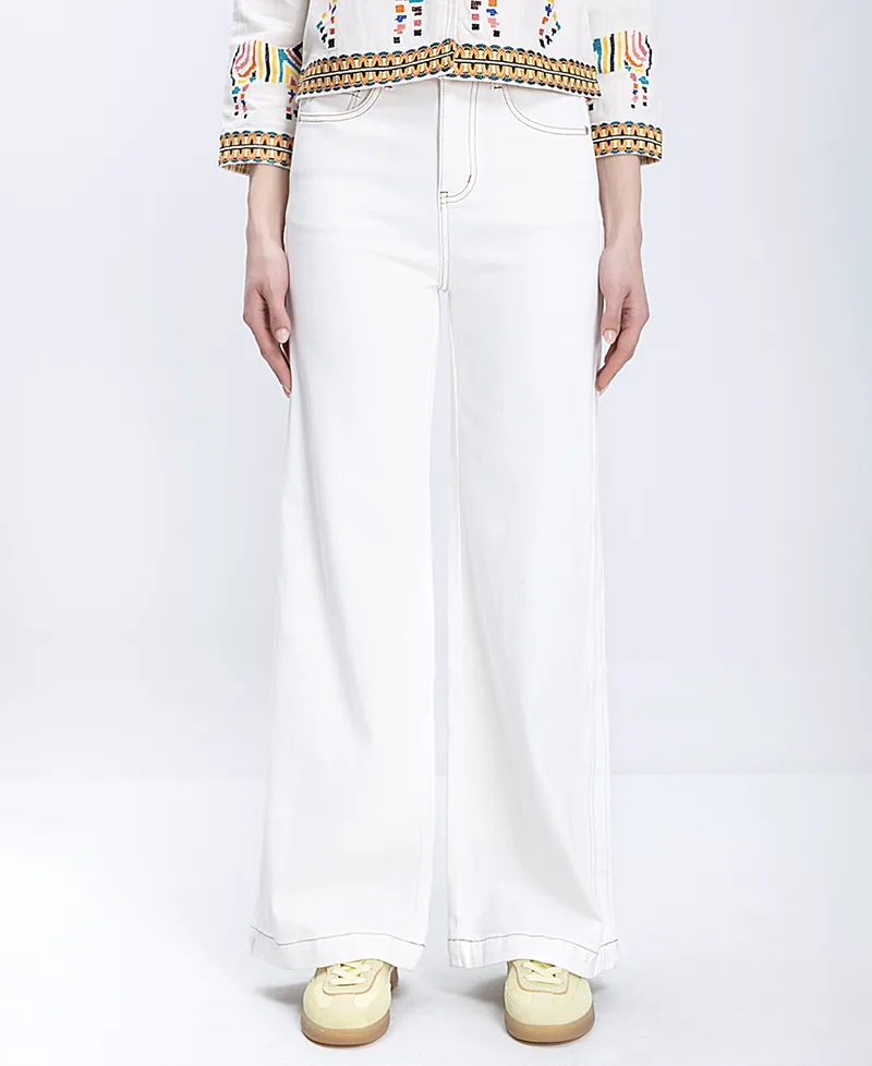 EsQualo Γυναικείο Παντελόνι Wide Leg High Rise Fit