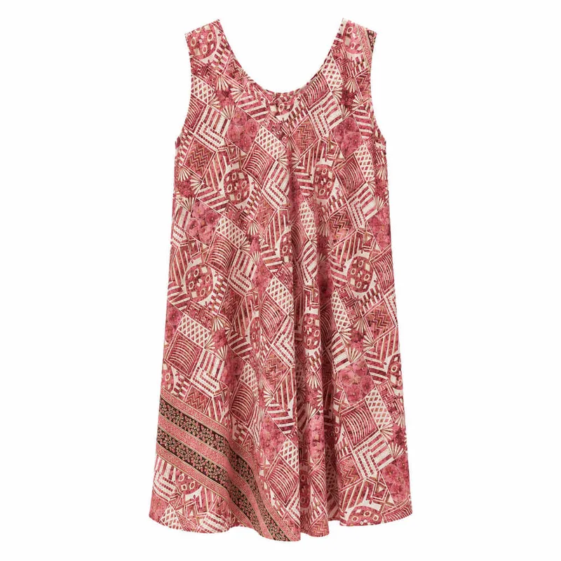 Plus Size Midi Φόρεμα με Γεωμετρικό Μοτίβο Κόκκινο 27361