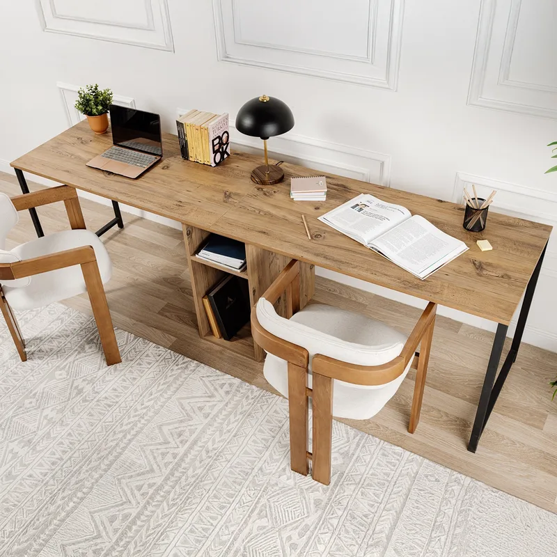 Γραφείο Μελέτης Twin Study Desk - Atlantic Pine, Black 241Nrd1103 (240x74x60)