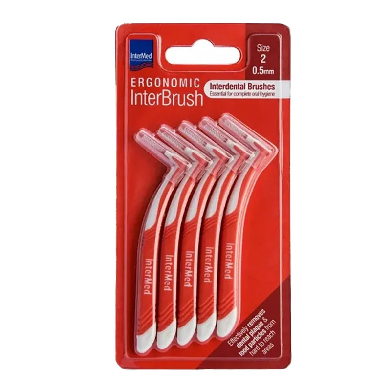 Intermed Ergonomic InterBrush Μεσοδόντια Βουρτσάκια με Ειδική Ανατομική Λαβή Κόκκινα 5 Τεμάχια Size 2 - 0.5mm