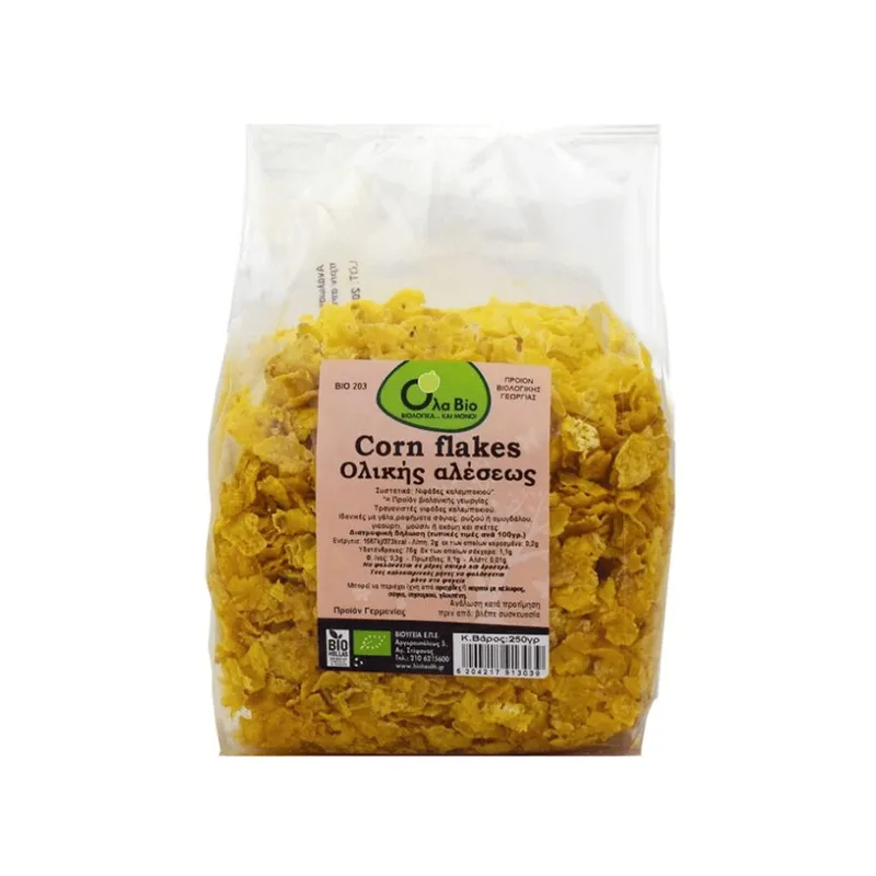 Βιολογικές Cereal Νιφάδες Καλαμπόκιου Ολικής - Όλα Bio - 250gr Ola Bio Ελλάδα No Sugar Added Lactose Free Vegan Organic Palm Oil Free