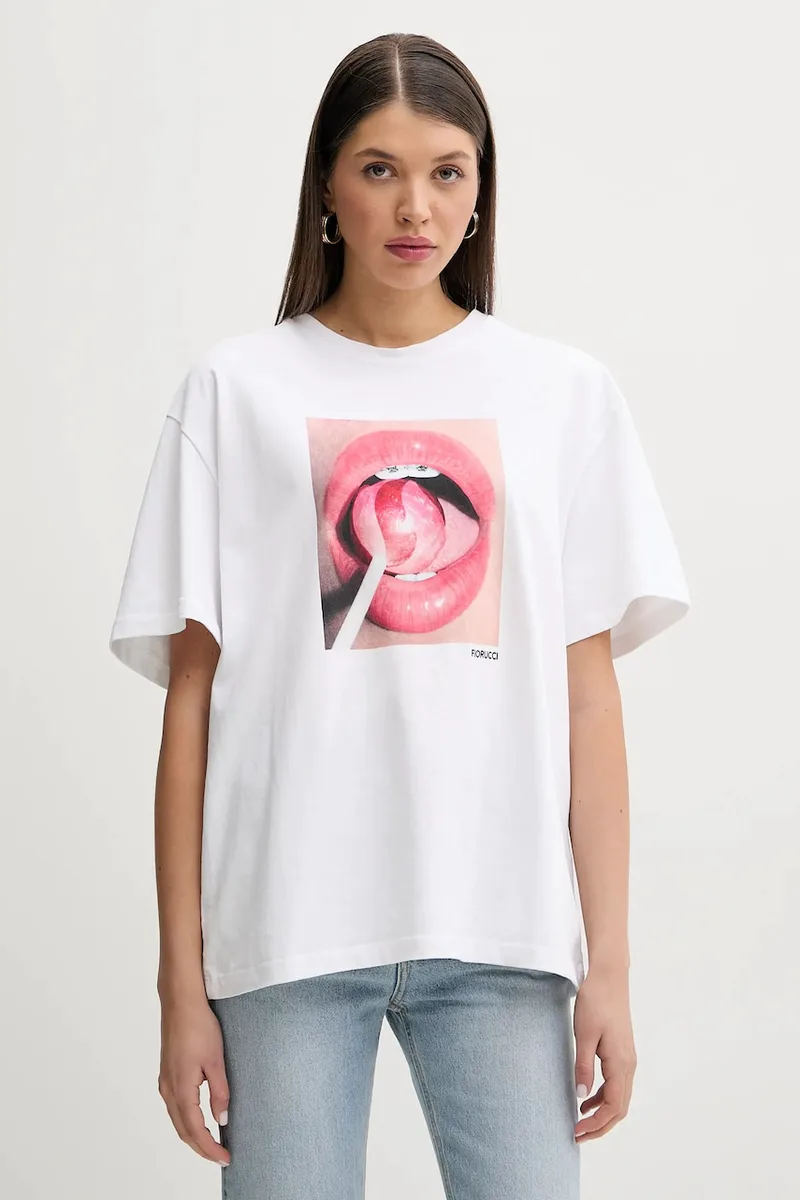 Βαμβακερό μπλουζάκι Fiorucci Lollipop Mouth Print Boxy T-Shirt