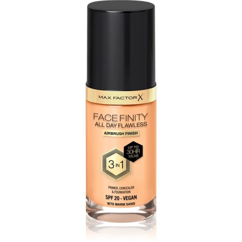 Max Factor Facefinity All Day Flawless μακράς διαρκείας μεικ απ SPF 20 απόχρωση 70 Warm Sand 30 ml