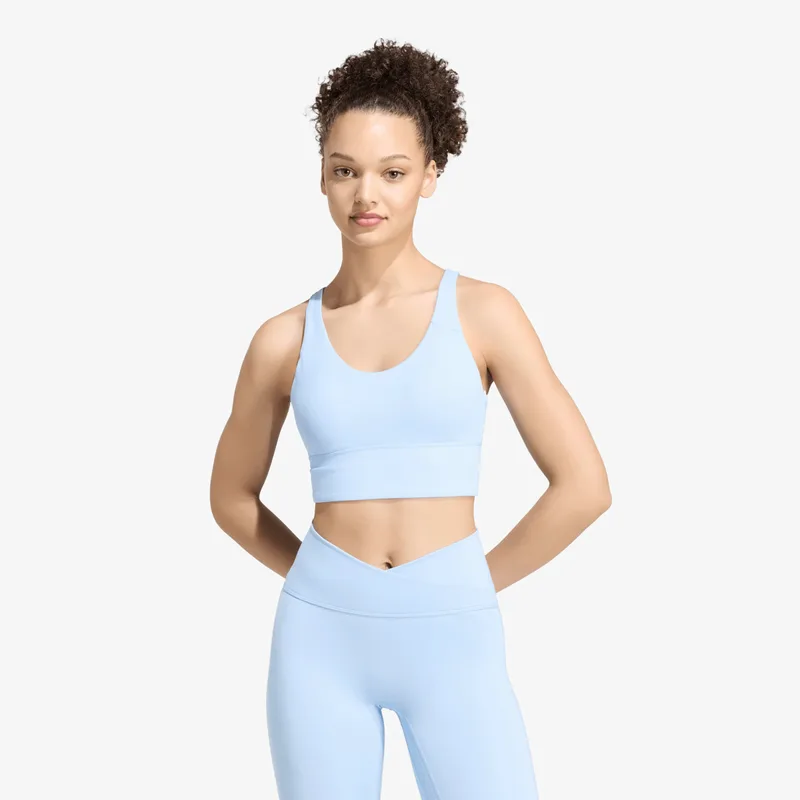 Σουτιέν adidas 3 Stripes Studio All Me Light Support Bra Glow Blue L