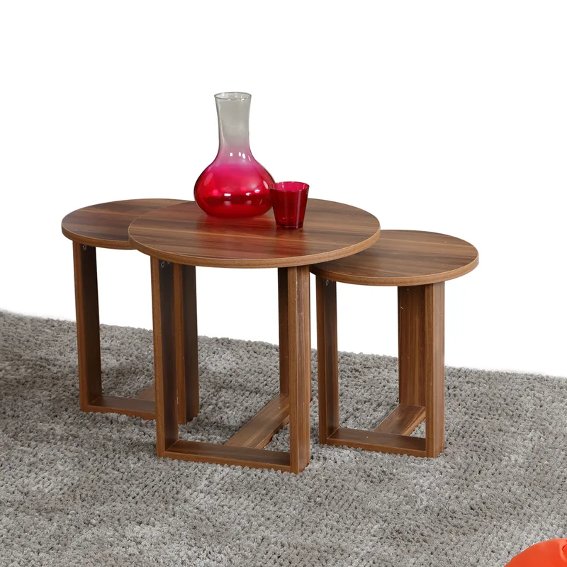 Τραπέζι Ζιγόν (3 Τεμάχια) Mira - Walnut 801Cmy2926 (52x47x52)