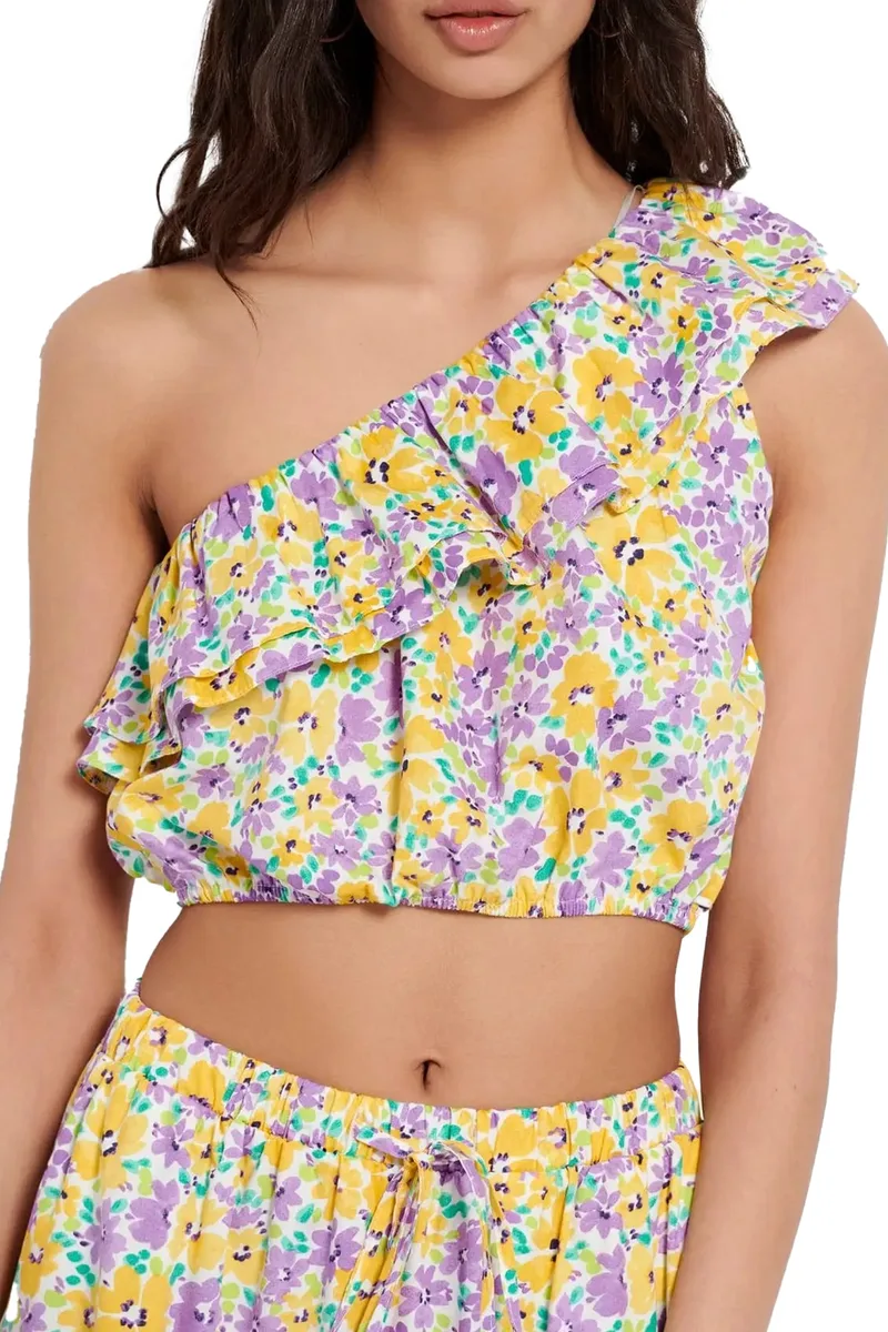 Top Funky Buddha Cropped Floral FBL007-112-17-MULTI Γυναικείο