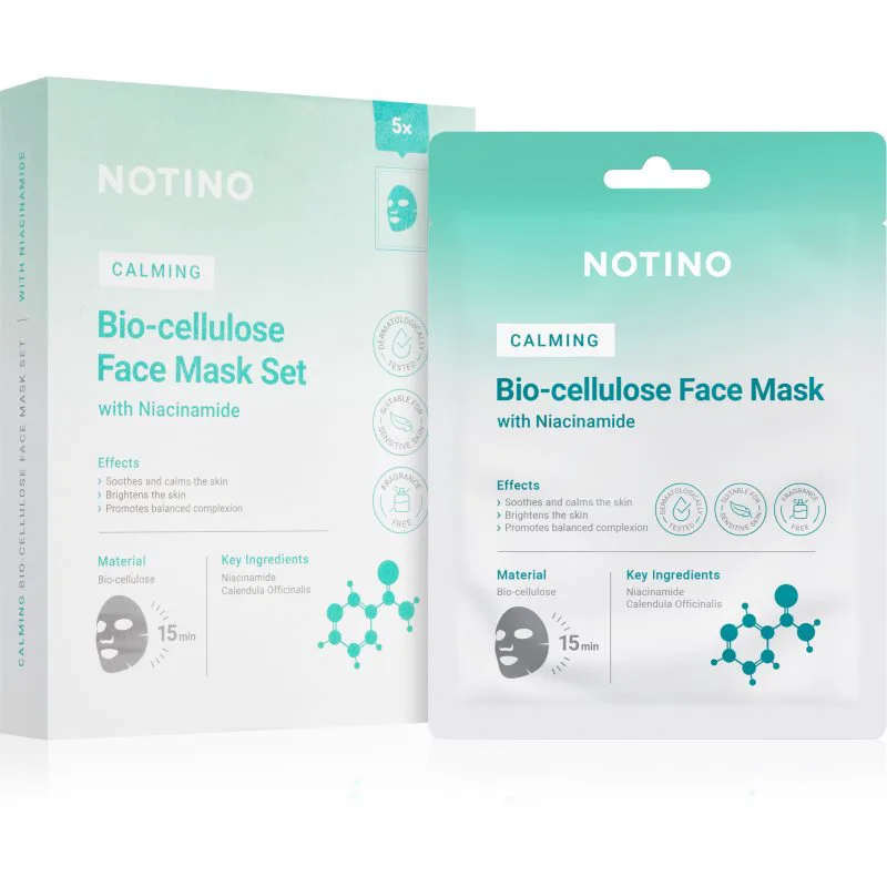 Notino Calming Bio-Cellulose Face Mask with Niacinamide Σετ υφασμάτινων μασκών με καταπραϋντική δράση