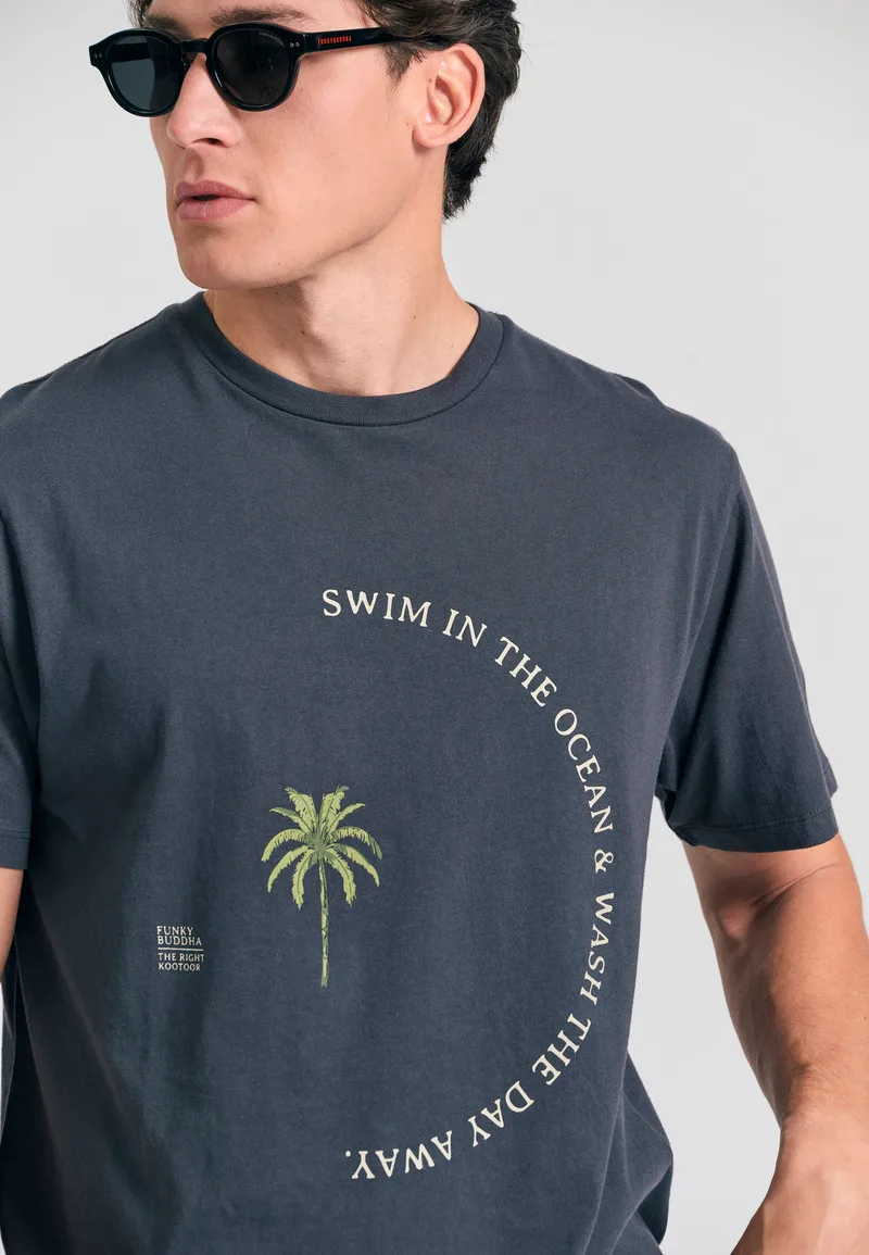 Organic cotton t-shirt με text artwork τύπωμα