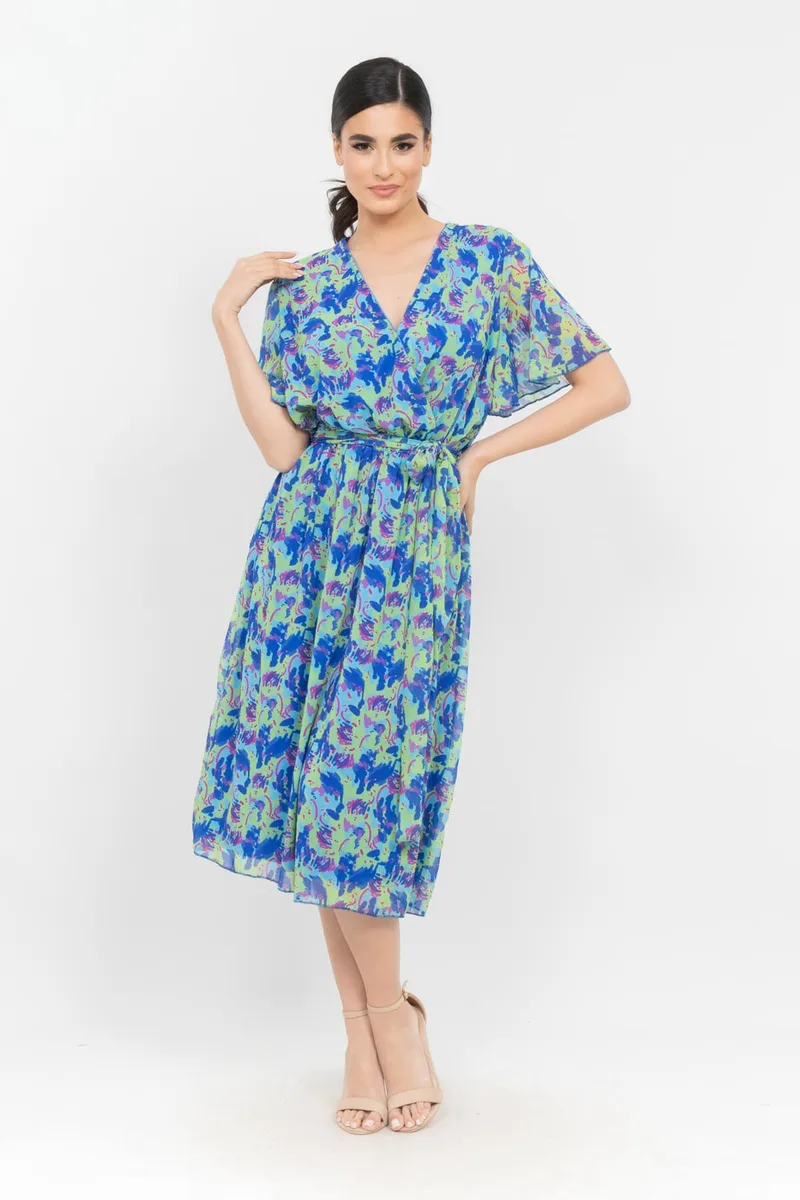ΦΟΡΕΜΑ PLUS SIZE ΜΙΝΤΙ ΕΜΠΡΙΜΕ ΜΕ ΛΑΣΤΙΧΟ MULTICOLOR