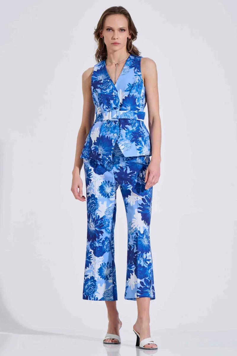 Bill Cost γυναικείο γιλέκο με floral print - 10-342492-0 Μπλε Σκούρο