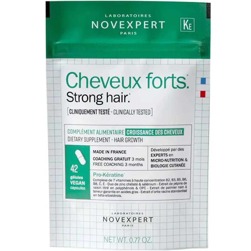 Novexpert Strong Hair Συμπλήρωμα Διατροφής από Σύμπλεγμα Φυτικών Εκχυλισμάτων, Βιταμινών & Ιχνοστοιχείων με Στοχευμένη Υποστήριξη για Δυνατά & Υγιή Μαλλιά 42veg.caps