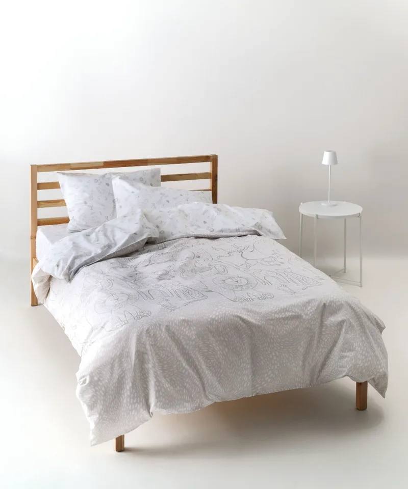 Σετ Παιδικά Σεντόνια Ημίδιπλα 3 Τεμαχίων Kentia Canopy White-Greige 190x270
