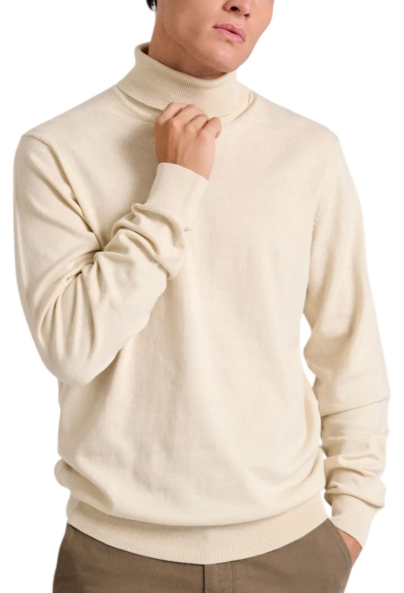 Πουλόβερ Funky Buddha Turtle Neck - The Essentials FBM010-005-09-CHALK MEL Ανδρικό