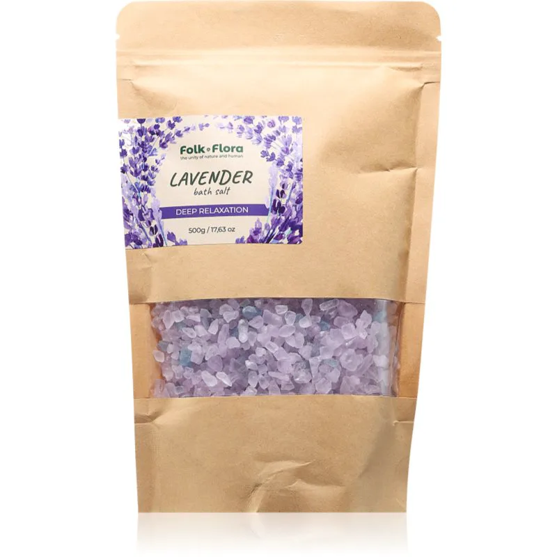 Folk & Flora Lavender χαλαρωτικό άλας μπάνιου 500 γρ