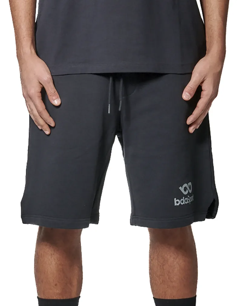 BODY ACTION MEN''S HIGH-DENSITY LOGO TERRY SHORTS 033628-01-BLACK JetBlack