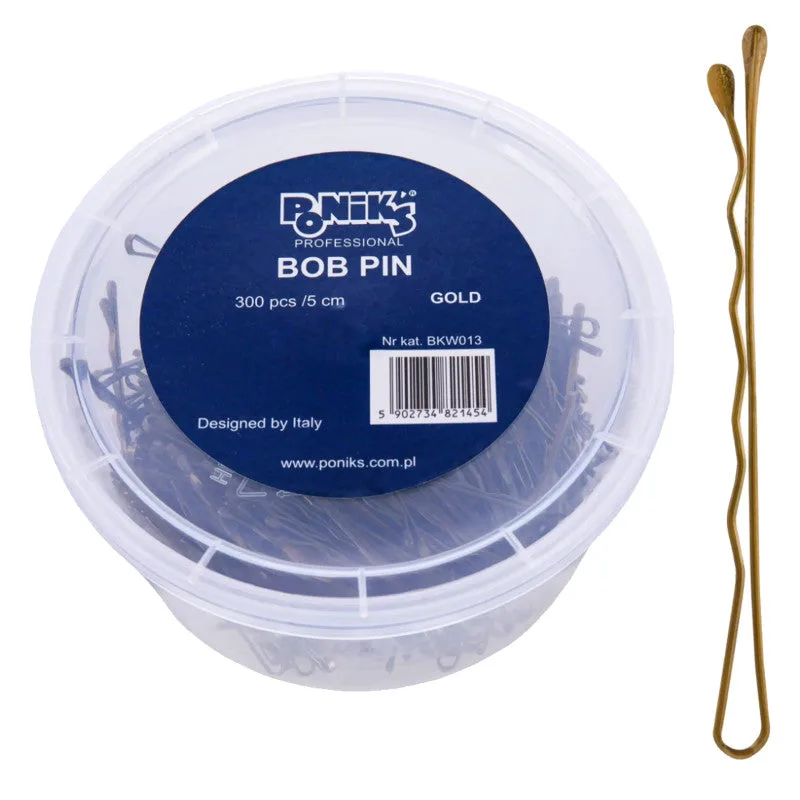 Poniks Hairdressing Hair Clips, Gold Color, 5cm, 300 Pieces
