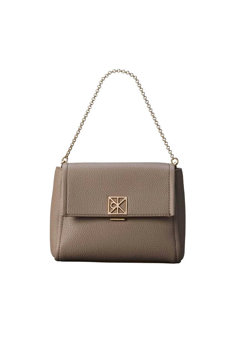 Calvin Klein Jeans γυναικεία τσάντα crossbody με μεταλλικό monogram - LV04F3511G Μπεζ