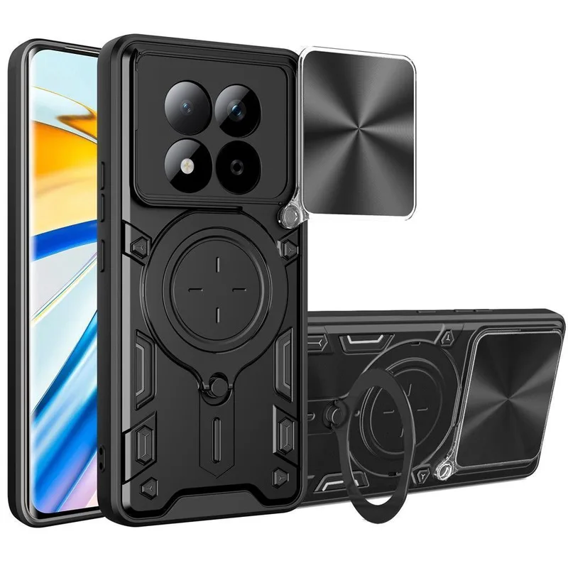 Θήκη Shockproof Ringstand Slide Camera Black Poco M8 5G