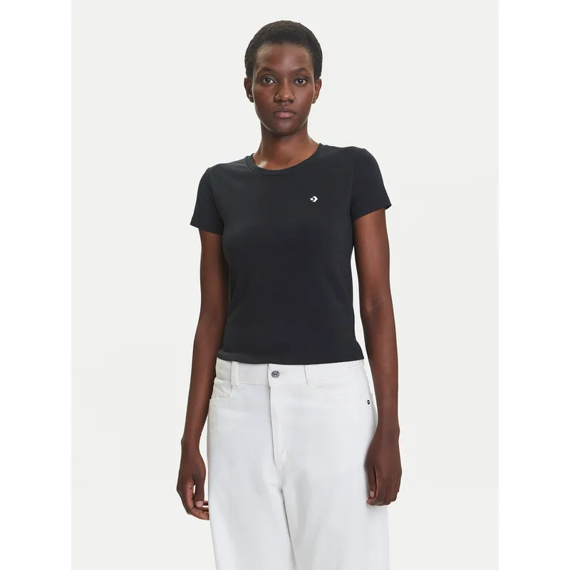 Converse T-Shirt 10027252-A02 Μαύρο Slim Fit