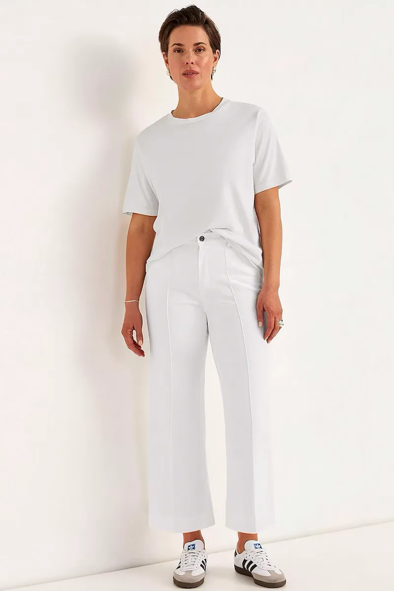 Jean παντελόνι 7/8 με νερβίρ σε denim white χρώμα plus size