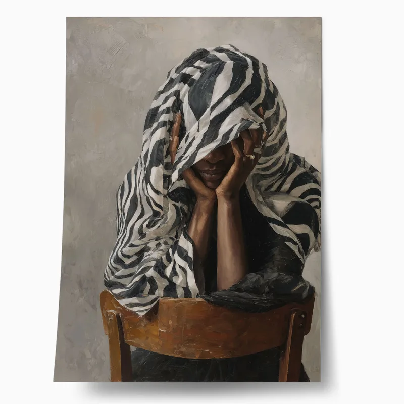 Poster AFROCENTRIC WOMAN ZEBRA COWL