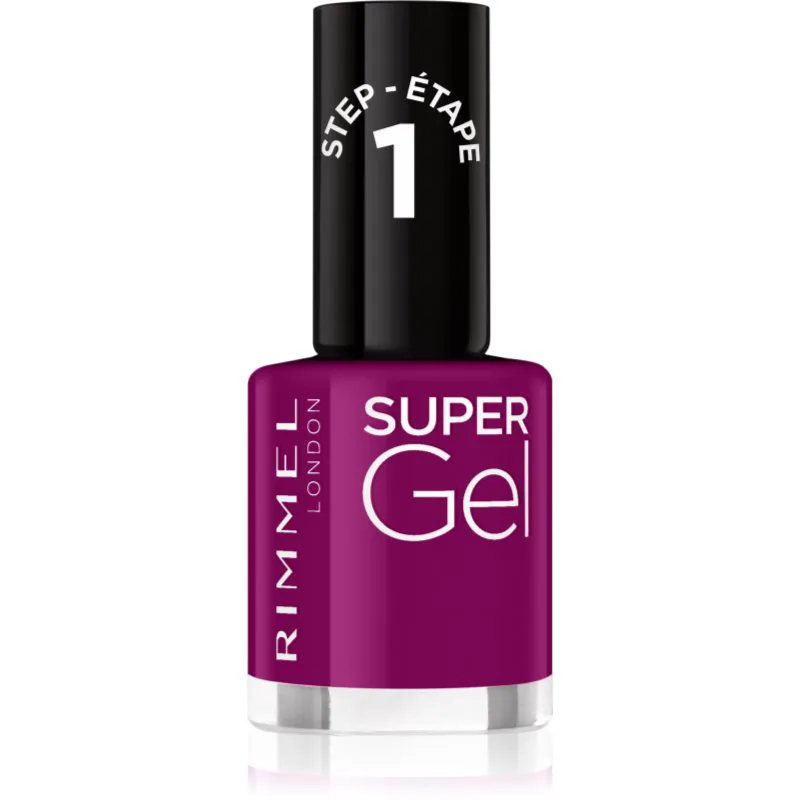 Rimmel Super Gel τζελ βερνίκι νυχιών χωρίς τη χρήση των UV/LED λαμπτήρων απόχρωση 025 Urban Purple 12 ml