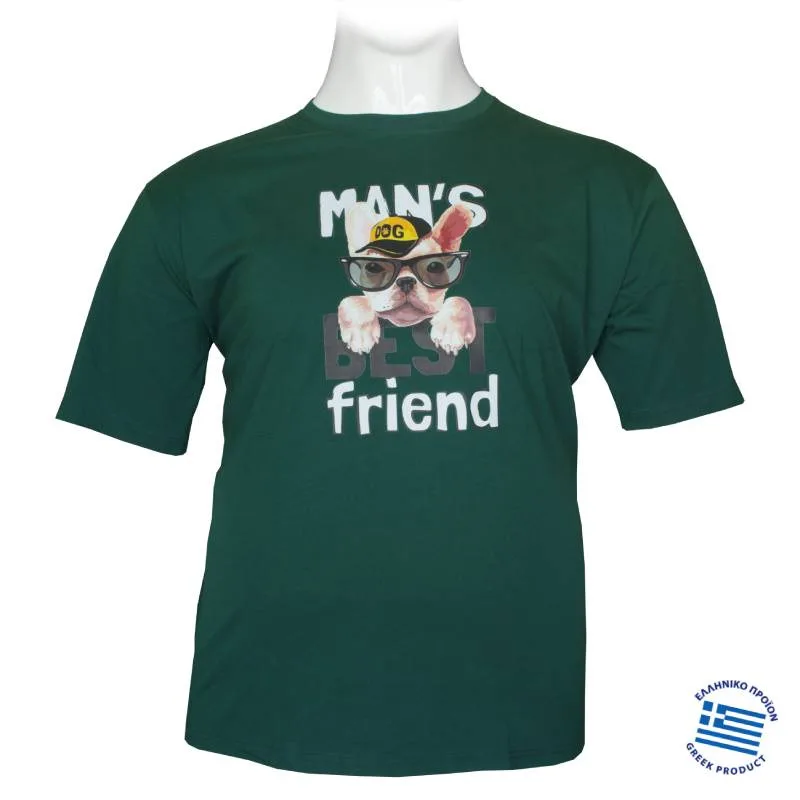 T-shirt μακό pennie "Man's Best Friend",by Leo collection - Dark Green