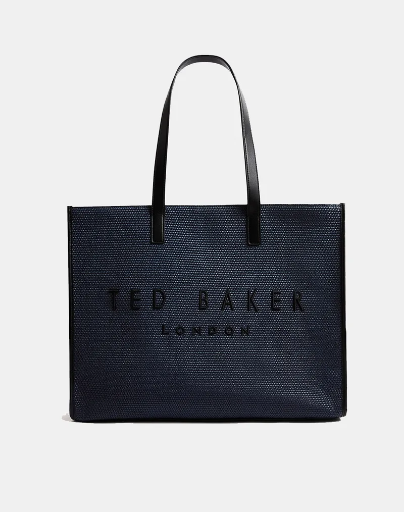 TED BAKER PALLMER Faux Raffia Large Icon Bag 284036-NAVY NavyBlue