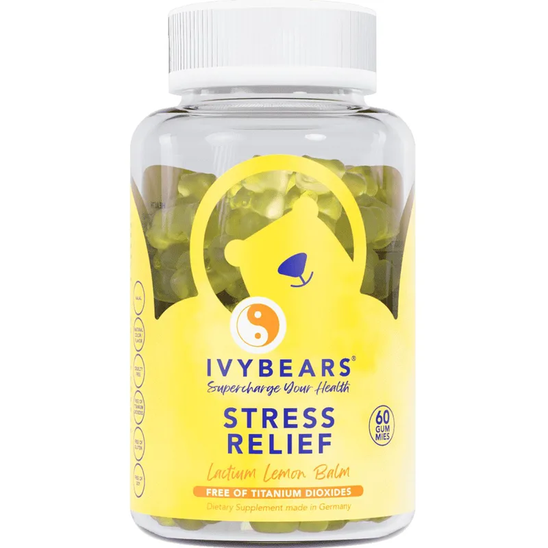 IvyBears Stress Relief Συμπλήρωμα Διατροφής Αμινοξέων, Πρωτεΐνης Γάλακτος, Βιταμίνης Β6 & Εκχυλίσματος Μελισσόχορτου για Αντιμετώπιση του Στρες, Χαλάρωση & Πνευματική Ισορροπία με Ευχάριστη Γεύση 60 Ζελεδάκια