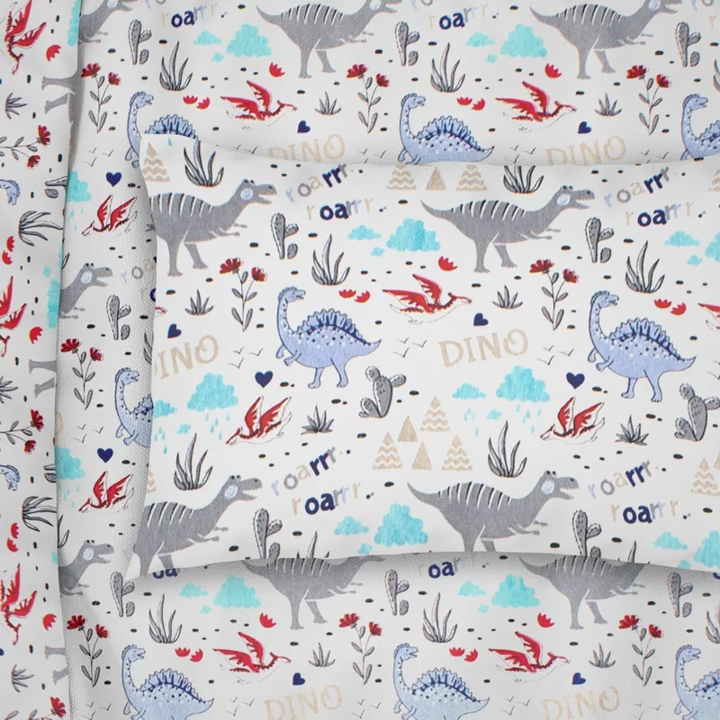 Βρεφική Μαξιλαροθήκη Dimcol Dino 309 White-Blue 35x45
