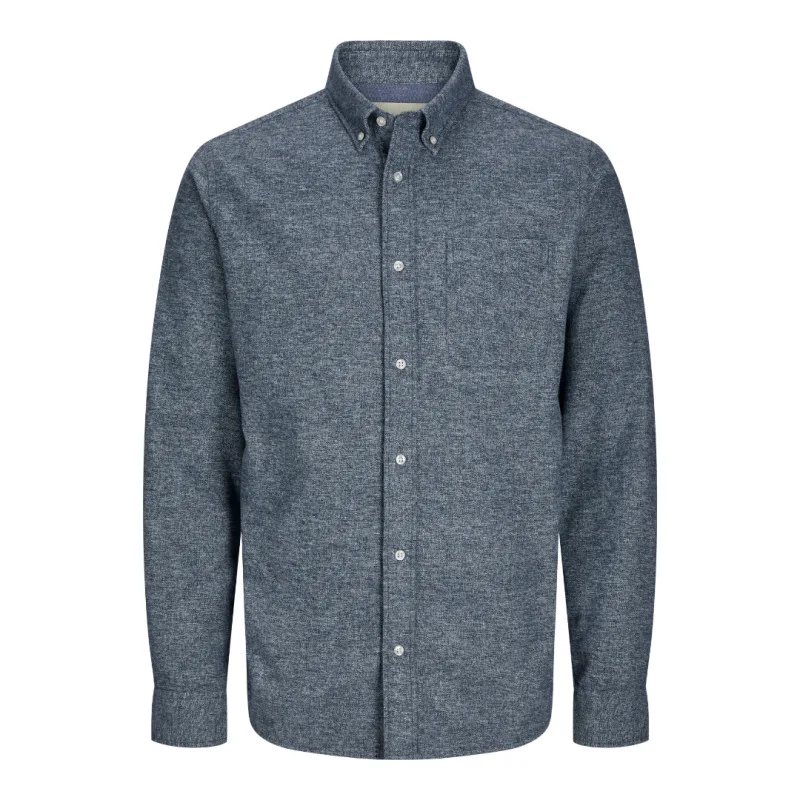 Jack & Jones "Blunorris Flannel Shirt",μονόχρωμο πουκάμισο από 100% βαμβακερή φανέλα - Navy Blazer