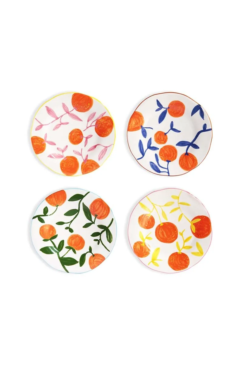 Σετ πιάτων γλυκού &k amsterdam Πορτοκαλί Twig 22 cm 4-pack