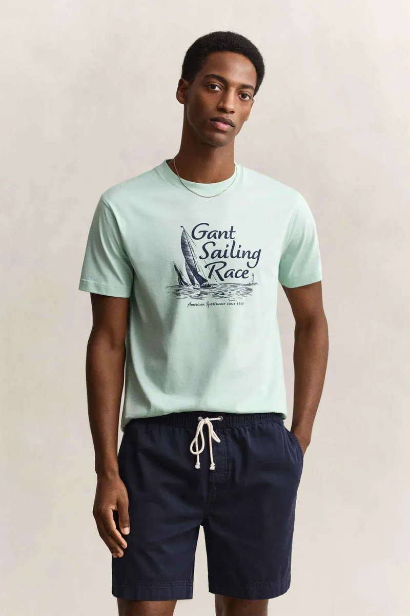 Gant ανδρικό T-shirt με graphic print Regular Fit - 2003425 Τυρκουάζ