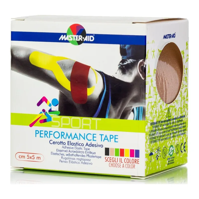 Master Aid Sport Performance Tape Μπεζ Αυτοκόλλητη Ελαστική Ταινία για Επιδέσεις 5mx5cm 1 Τεμάχιο