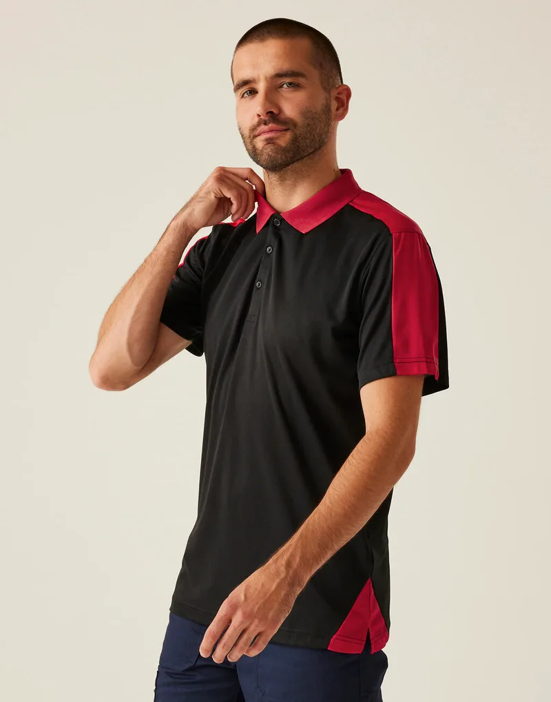 Contrast Coolweave Polo Regatta Professional TRS174 Black/Classic Red