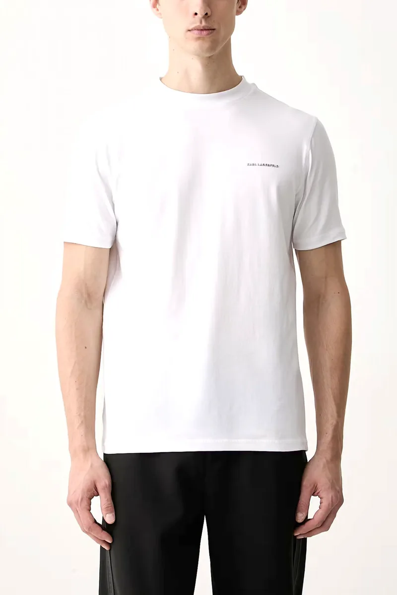 KARL LAGERFELD T-SHIRT CREWNECK METALLIC LOGO ΛΕΥΚΟ
