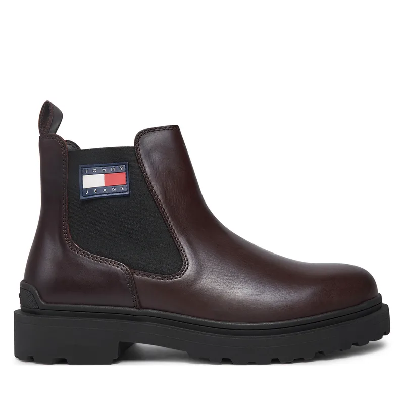 Μποτάκια με λάστιχο Tommy Jeans Tjm Leather Chelsea Boot EM0EM01448 Καφέ