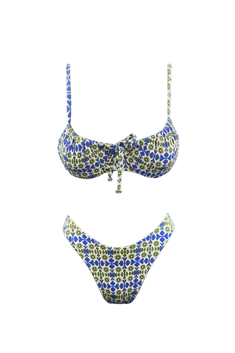 Emma Swimwear σετ γυναικείο μαγιό μπικίνι "Solar Wave Ruched" - EMMA 966 Μπλε