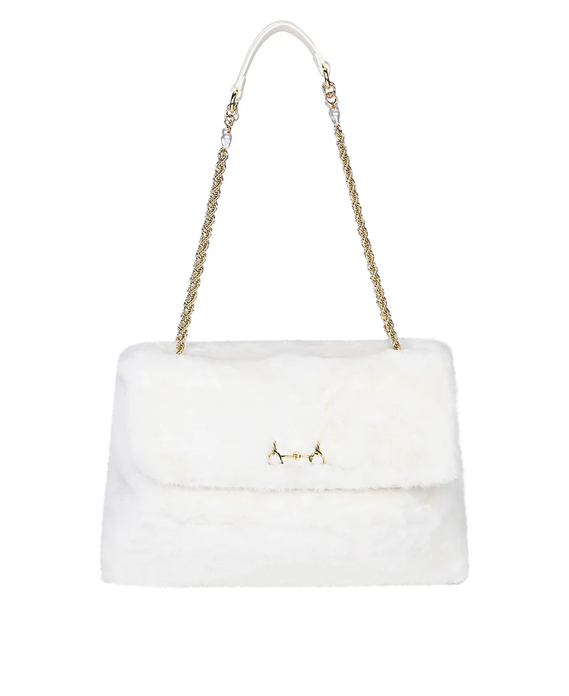 L’Atelier Du Sac Γυναικεία Τσάντα Ώμου Με Eco Fur Υφή Και Αλυσίδα