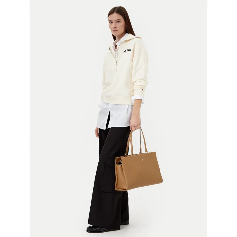 Τσάντα Tommy Hilfiger Th Legacy Tote AW0AW17197 Καφέ