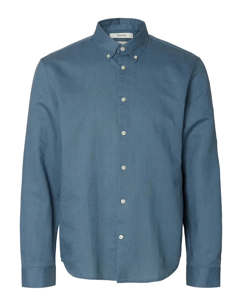 SELECTED SLHREGCLAY LINEN BLEND BD LS SHIRT 16100326-Blue Mirage Blue