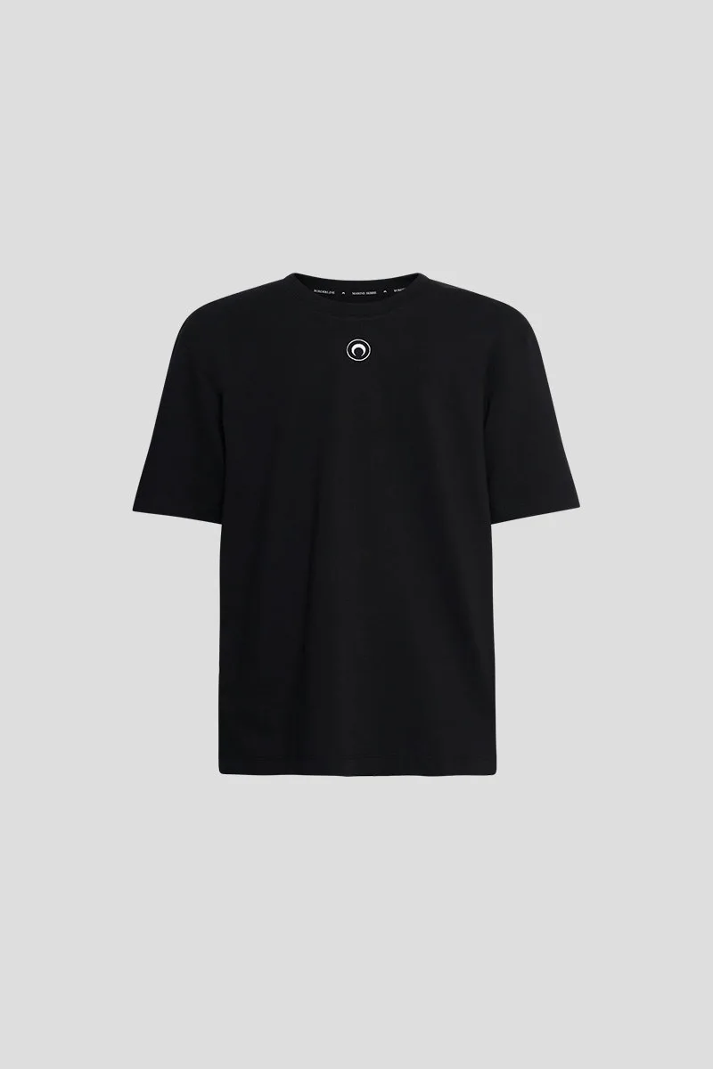 MARINE SERRE Ανδρικό Μαύρο Organic Cotton Plain T-shirt