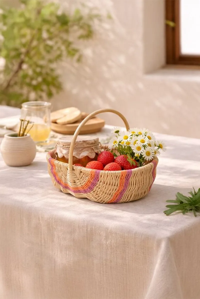 Καλαθι Οβαλ Με Λαβη Απο Φυσικα Υλικα 24Cm 24x15x10cm Μονόχρωμο Kaeming