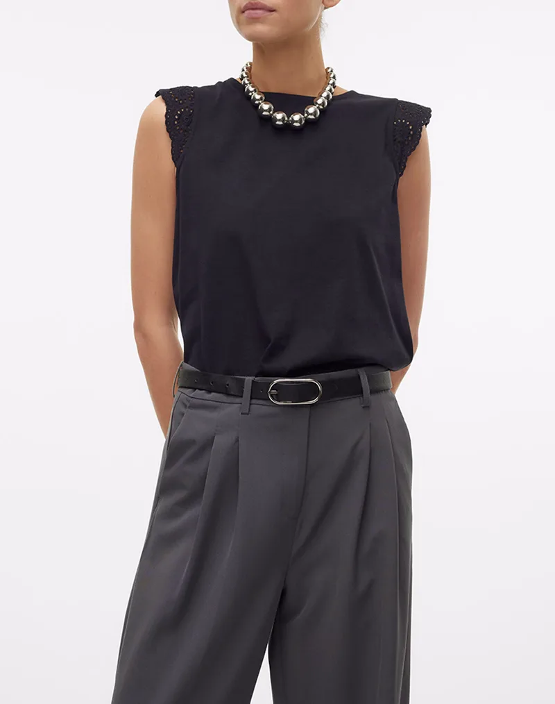 VERO MODA VMEMILY SL GATHERING TOP JRS NOOS 10305210-BLACK Black