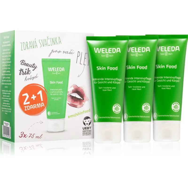 Weleda Skin Food γενική θρεπτική κρέμα με βότανα για πολύ ξηρό δέρμα 3x75 ml