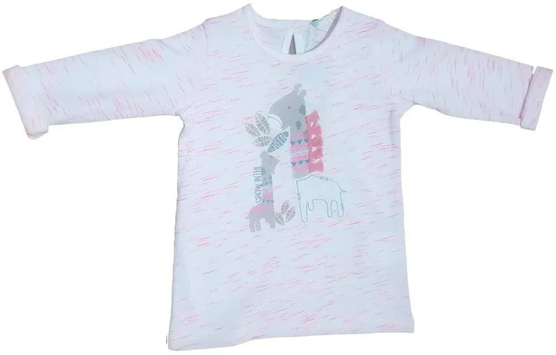ΜΠΛΟΥΖΑ ΜΑΚΡΥΜΑΝΙΚΗ BENETTON GREEN ROOTS HER ΛΕΥΚΟ/ΡΟΖ (62 CM)-(3-6 ΜΗΝΩΝ)