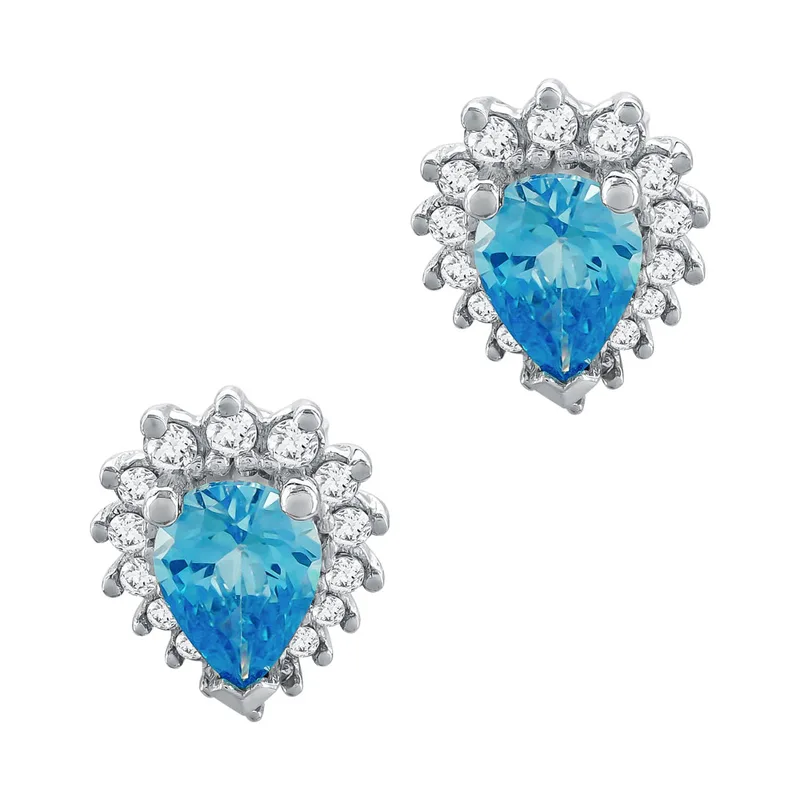 Σκουλαρίκια Δάκρυ με Blue Topaz Από Λευκό Χρυσό Κ14 SK114110
