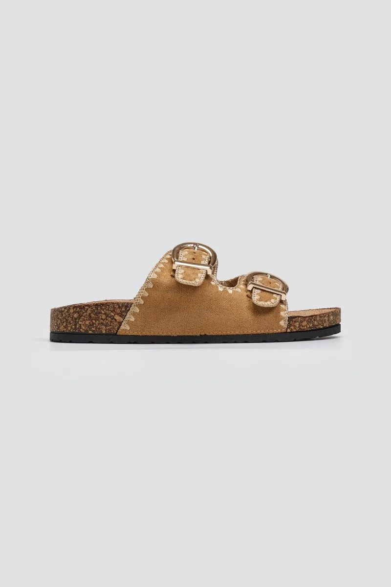 ERYNN Suede Buckle Sandals - LS-610 - Camel
